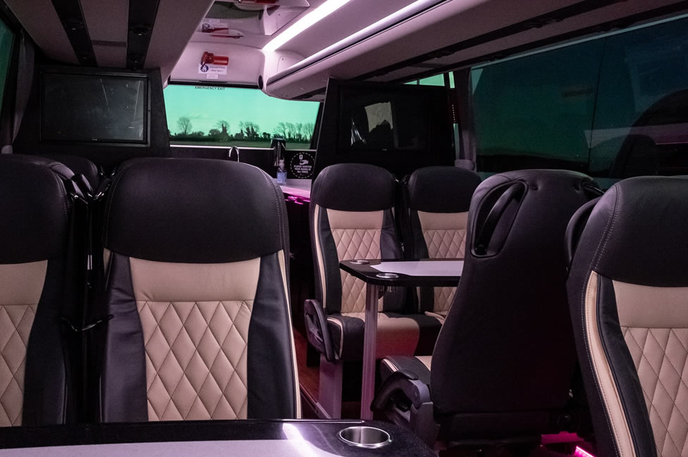 Inside one of our corporate hospitality coaches