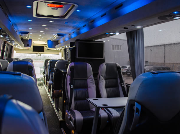 Inside one of our corporate hospitality coaches